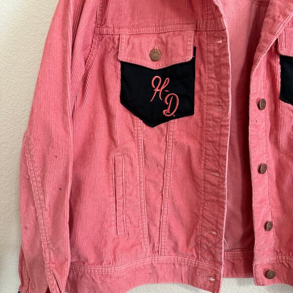 Upcycled Old Navy Corduroy Trucker Jacket W/Harley Davidson Accents Size XL - Picture 5 of 11